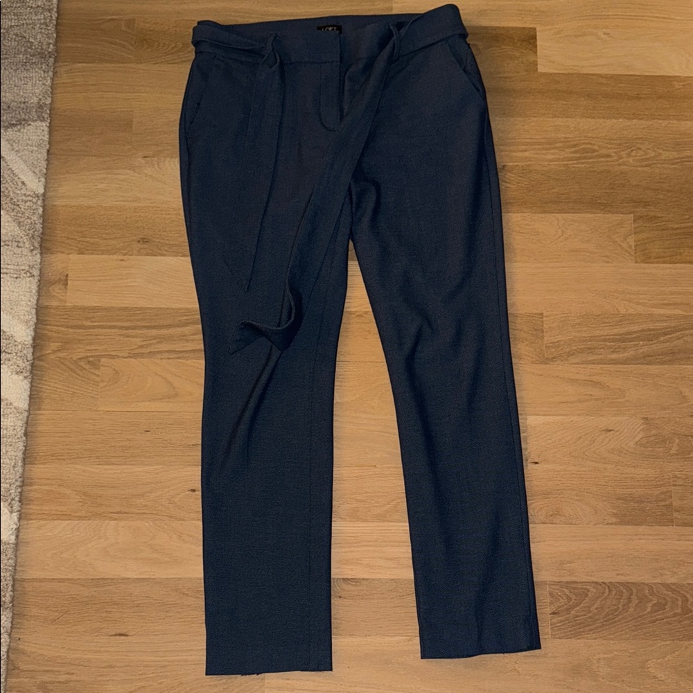 LOFT Navy Dress Pants with Self-Tie Waist